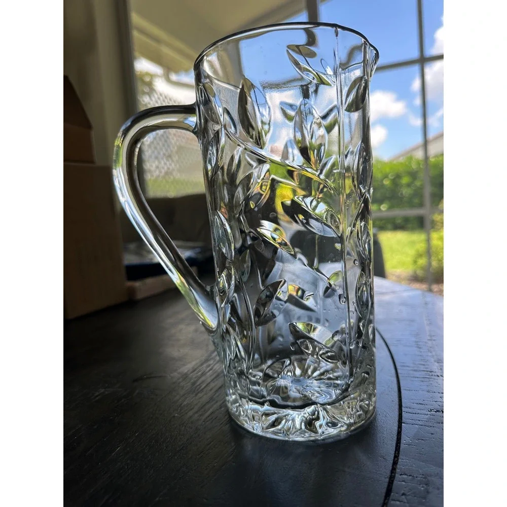 Vintage RCR Royal Crystal Rock Laurus Crystal Pitcher  Made in Italy –Heavy 50oz